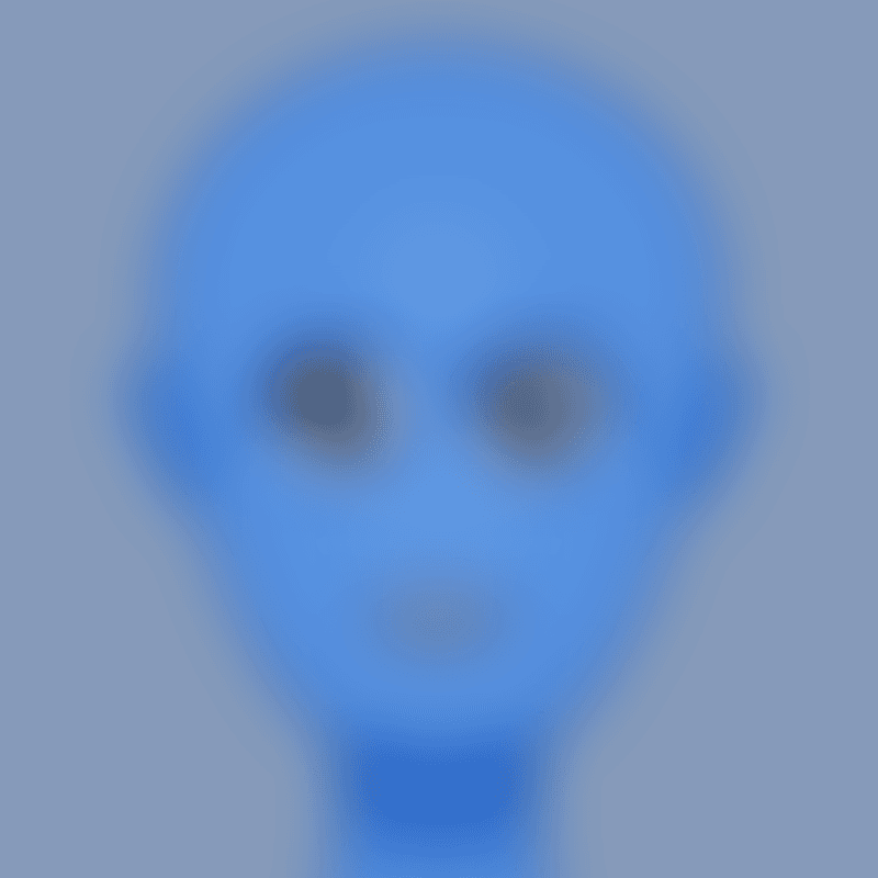 Blue alien of indeterminate age. Face is blurred so few features can be seen. Looks... blue.
